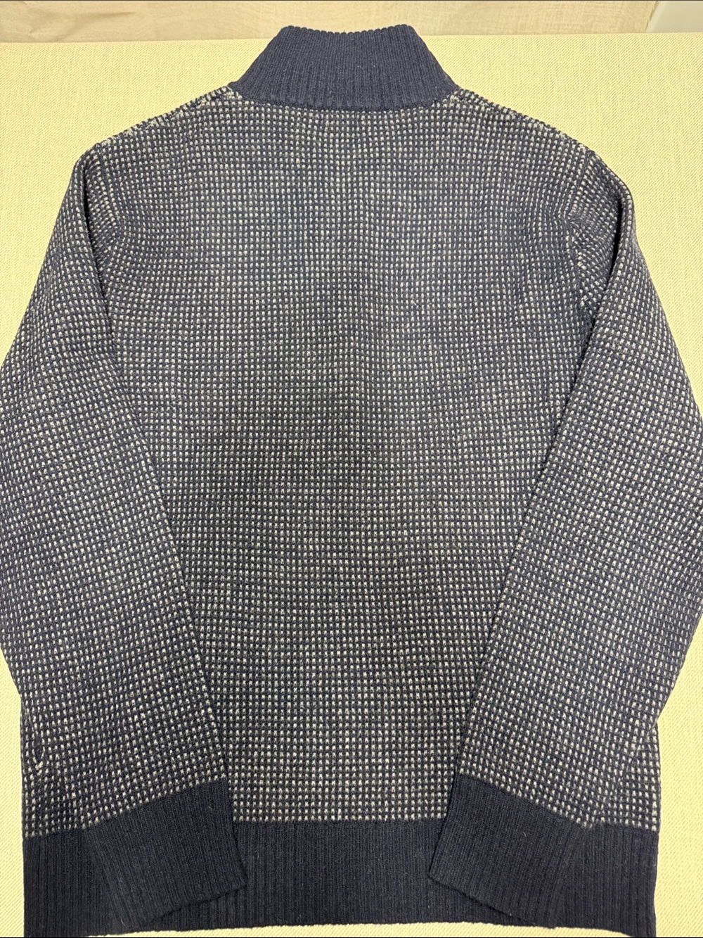 J. Crew Navy and White Textured Half-Zip Sweater. 0174 - Picture 6 of 6